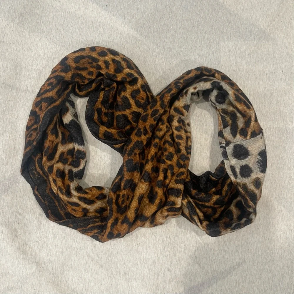 Yves Saint Laurent Brown Leopard Print Scarf
